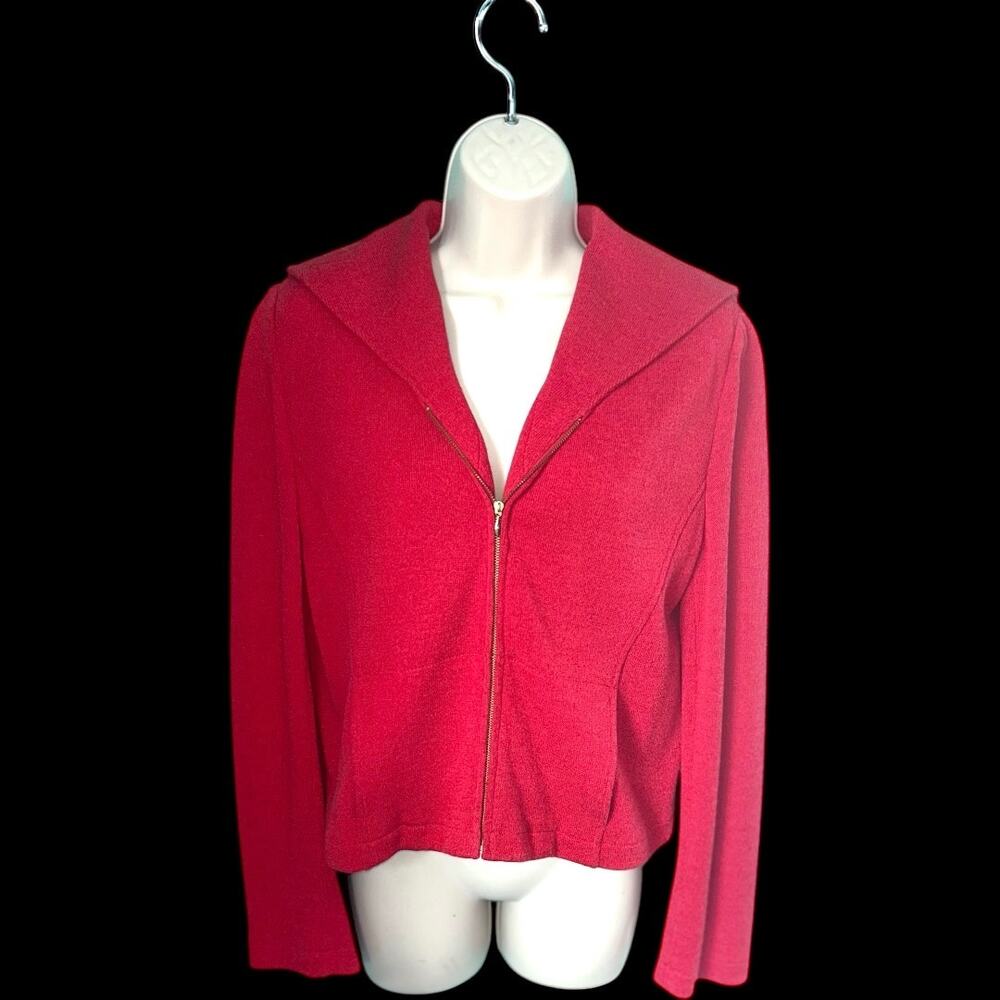 EUC Carlisle Zip Front Sailor Collar Long Sleeve Cardigan in Red Size Medium